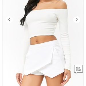White Asymmetrical Hem Skort
